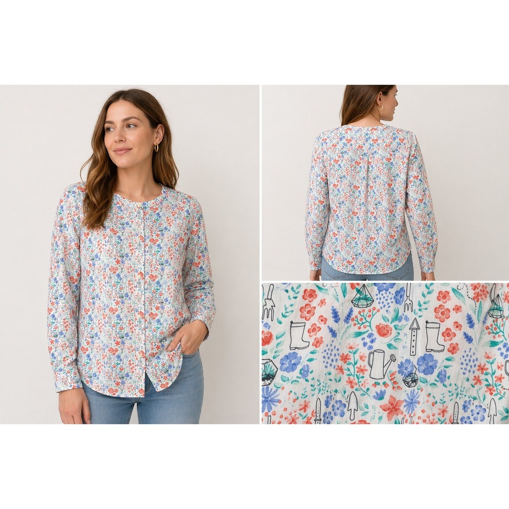 Duluth‎ Trading Co Wrinklefighter Tunic Shirt Women S Gardening Print Floral